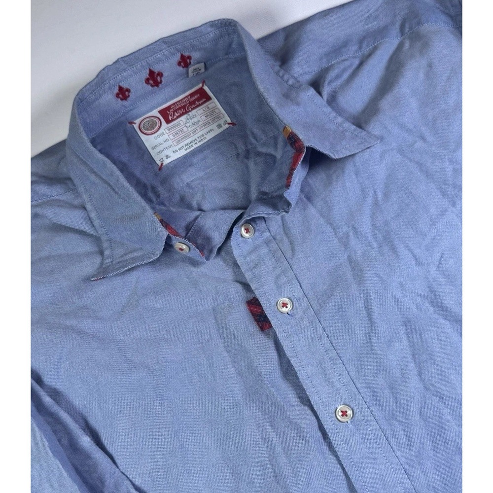 Robert Graham Button Down Shirt Mens Lg Blue Long Sleeve Preppy Luxury Office